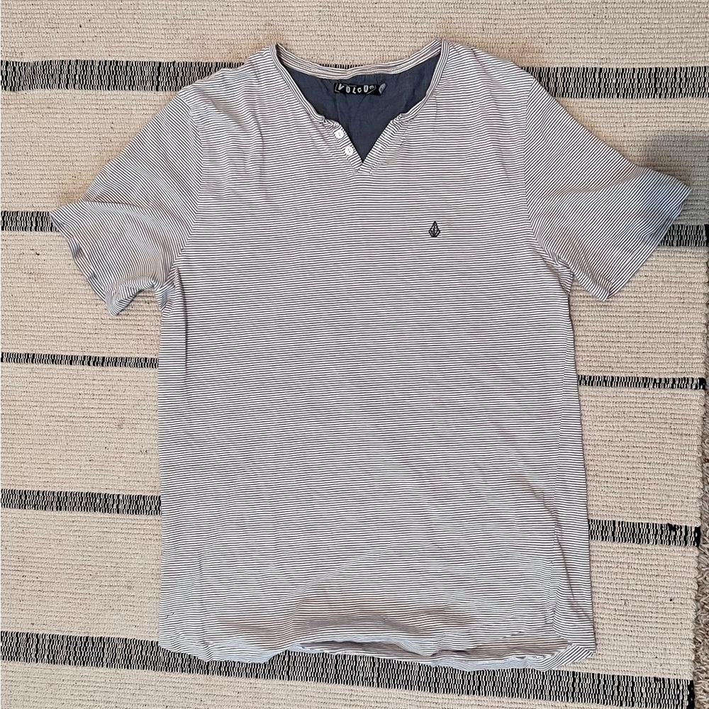 Volcom Men's Striped Gray T-Shirt